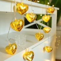 Hartvormige plastic LED-lichtslingers, romantische hartdecoratieverlichting voor Valentijnsdag, bruiloft, feest en sfeervolle decoratie thuis