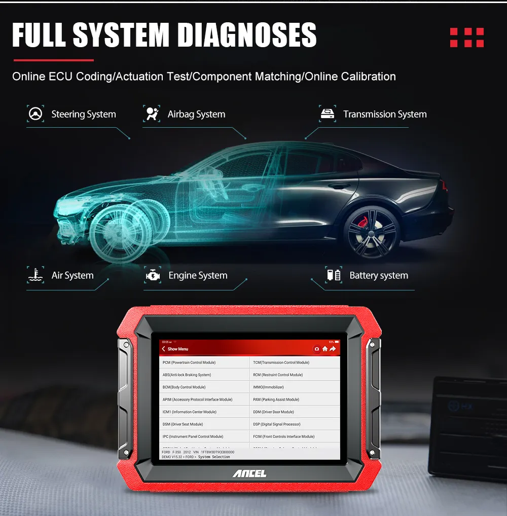 Ancel DS600 Professionele Auto Diagnostic Tools OBD2 Alle Systeem Dpf Injector Codering Reset Diagnose Tool OBD2 Automotive Scanner