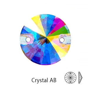 OLeeya Vente en gros de cristaux de strass à coudre de qualité supérieure 5A, forme Rivoli, verre biseauté, dos plat, grands strass à coudre pour vêtements - Product Image 4
