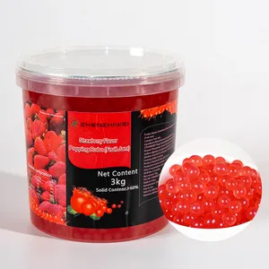 Strawberry Popping Boba Jelly Fruit Juice Coating Pearl for Topping Bubble Tea Milk Tea Ingredients 1.2kg Halal Certified