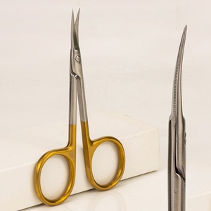 Tijeras para cutículas de acero inoxidable rusas para manicura de uñas profesional afilada dorada de alta calidad - Product Image 1