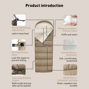 Sac de couchage multifonctionnel compact et compressible, imperméable, unisexe, 4 saisons, chaud, rembourré de fibres creuses en polyester, type enveloppe - Product Image 2