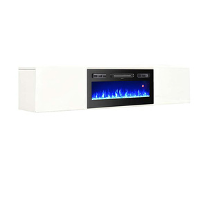 Meuble TV Autoportant et <span class=keywords><strong>Mural</strong></span> de 72" (183 cm) Blanc Noir en Bois avec Foyer Électrique - Product Image 5