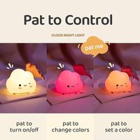 Veilleuse Nuage Rechargeable en Silicone Coloré pour Chambre d'Enfant, Lampe de Nuit LED Douce au Toucher, Mignonne et en Forme de Dessin Animé pour un Sommeil Réparateur