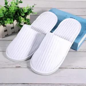 Personalized Closed Toe Spa Washable Napped Fabric White Indoor Quiet Hotel Slippers