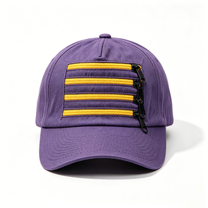 Casquette de baseball Ace vintage délavée violette avec fermeture éclair, 5 panneaux, style streetwear, fonctionnelle, ajustable, en coton, unisexe, toutes saisons - Product Image 5