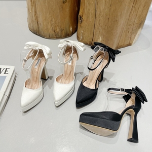 Fashion Brand Satin Platform Wedges Women Pumps Ankle Strap Crystal Chains High Heels Spring Summer Female Casual Chunky <b>Shoes</b> - Product Image 1