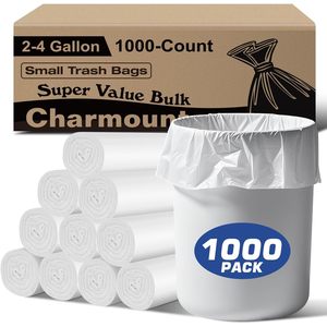 ถุงขยะขนาดเล็ก 2-4 แกลลอน 1000 ใบ สีขาว ถุงพลาสติกสำหรับใส่ขยะในห้องน้ำและห้องส้วม - Product Image 1