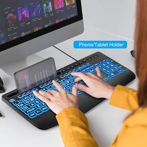 Teclado con Membrana Retroiluminada, Cableado, con Letras Grandes, Soporte para Teléfono y Reposamuñecas para Laptop, PC, Tablet, Mac, para Uso Empresarial y Educativo - Product Image 5