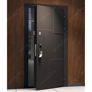 Cửa xoay bằng gỗ chắc chắn với tay cầm nhẹ cửa đôi hiện đại bằng thép không gỉ bên ngoài cửa ra vào phía trước - Product Image 5