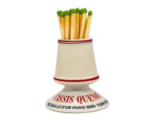 UOBOBO Porte-allumettes et attaquant côtelés en faïence française antique en céramique vintage - Product Image 1