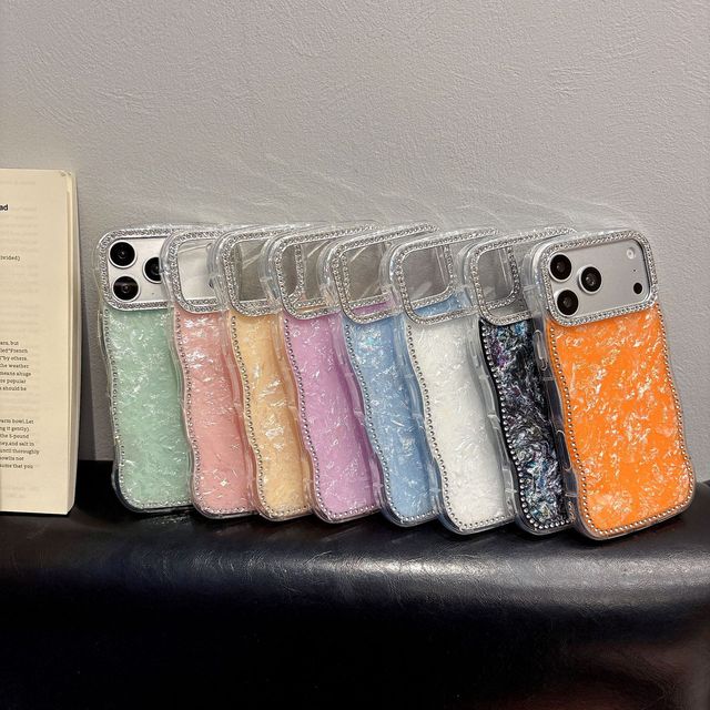 2026 New Light Luxury Acrylic Three-Dimensional Color Flash Diamond Edge Shockproof Mobile Phone Case for iPhone 17/16 Pro Max