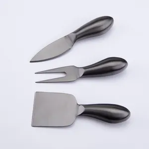 2024 Best Seller Titanium Coating Hollow Handle Black PVD Coating Cheese Knives Set