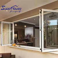 GONHO, Marco Delgado, vista grande, jamba de madera, vidrio laminado a prueba de balas, ventanas plegables de doble panel de aluminio negro individual