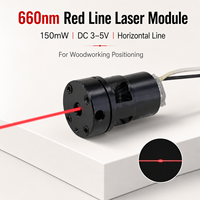 Module laser à ligne horizontale rouge ZhonNa 660nm 150mW, tête métallique, DC2.3-5V, pour le travail du bois, la découpe, l'alignement, le positionnement