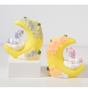 ไฟกลางคืน LED รูปยูนิคอร์นสำหรับห้องงานฝีมือทำจากเรซินมูน - Product Image 2