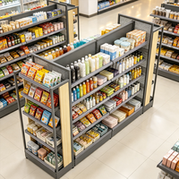 Étagère de présentation robuste en métal noir, étagère autoportante pour magasin, supermarché, vitrine, rangement
