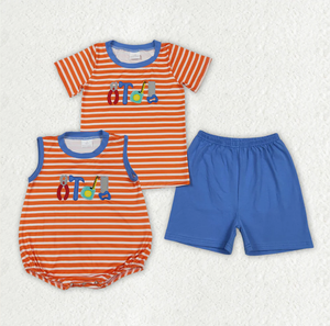 Conjunto de Ropa para Bebés Hermanos, Camiseta con Rayas y Bordado, Pantalones Cortos - Product Image 6