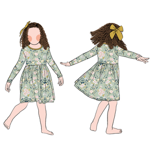 Usine directement vente imprimé fille florale à manches longues décontracté col rond robe pour enfants filles enfants - Product Image 1