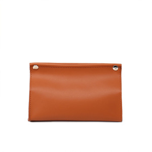 Boîte à mouchoirs en cuir véritable 3L, organisateur pour véhicule, boîte de rangement de couleur unie pour voiture et usage domestique - Product Image 1