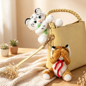 Venta al por mayor directa de fábrica: Lindo peluche de tigre con llavero y bufanda, naranja y blanco, OEM personalizado para regalo - Product Image 2