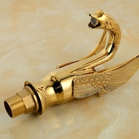 Robinet de lavabo de salle de bain à trou unique de luxe, robinet en or massif animal