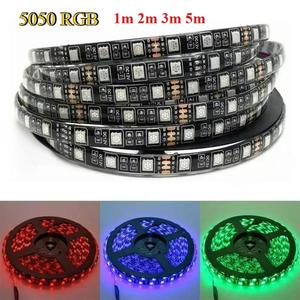 RGB LED dải ánh sáng SMD 5050 5V LED Băng linh hoạt màu đen <span class=keywords><strong>PCB</strong></span> TV đèn nền Ribbon đèn cho phòng trang trí chiếu sáng 1m <span class=keywords><strong>2m</strong></span> 3M 5m - Product Image 1