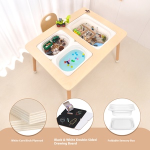 Ensemble de chaises de table sensorielles en <span class=keywords><strong>bois</strong></span> multifonctionnel pour l'interaction parent-enfant Éducation précoce Formation au sable Meubles pour enfants - Product Image 2