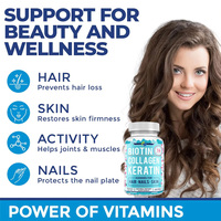 Gummies de Collagène Végétalien OEM, Vitamines, Biotine, Collagène et Kératine, Suppléments pour Cheveux, Peau et Ongles