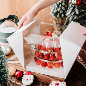 Đổi mới mới giá tốt giấy quà tặng bánh Hộp gấp di động đôi mở trong suốt bánh Hộp bao bì sang trọng Bánh hộp - Product Image 2