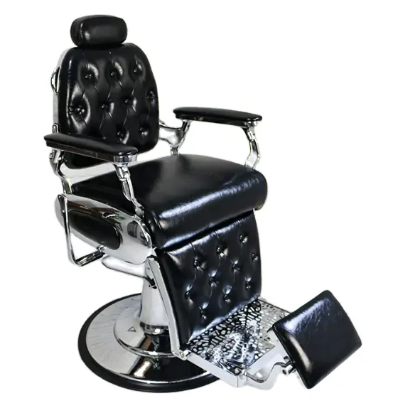 Cadiario Reclining Barber Chair with Adjustable Height and Footrest Salons and Spas Hair Styling Chair