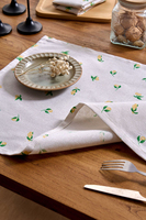 WML053 Serviettes en lin imprimées motif fruits style nordique personnalisées, tapis de séchage pour vaisselle, linge de table occidental