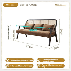 2024 Youtai Hot Bán Tối Giản Sofa 1 + 2 + 3 Bộ Rắn Gỗ Sofa Đặt Mây Đồ Nội Thất - Product Image 5