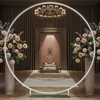 Moderne 6.6 FT Portable Argent Arche Ronde En Aluminium Toile De Fond Cadre Fleur Ballon Présentoir pour Mariage Fête Événement Décoration