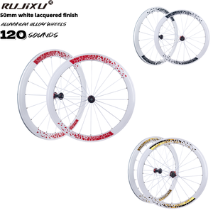 Juego de ruedas RUJIXU 700C Superficie lacada blanca 50mm V/C Freno de disco Juego de ruedas de aluminio - Product Image 1