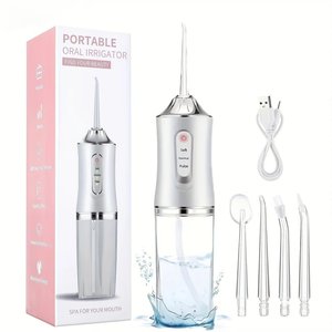 เครื่องฉีดน้ำแบบพกพา 220 มล. ถังเก็บน้ำแบบถอดได้แบบชาร์จไฟได้ เครื่องทำความสะอาดฟันไฟฟ้าสำหรับใช้ในบ้าน - Product Image 1