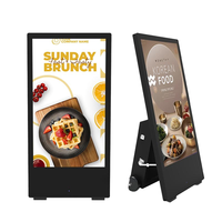 Pantalla Publicitaria Digital Portátil Plegable con Batería, Pantalla LCD Vertical Móvil, Kiosco con Soporte Rodante Inalámbrico