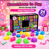 Coffret de compte à rebours de Noël 2026 en résine, boîte mystère à 24 compartiments pour enfants, jouet anti-stress souple, surprise de vacances