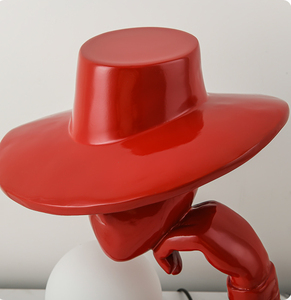 <span class=keywords><strong>Lampada</strong></span> da Tavolo in Resina con Scultura di Ragazza con Cappello, <span class=keywords><strong>Lampada</strong></span> da Scrivania di Lusso per Soggiorno e Camera da Letto, <span class=keywords><strong>Lampada</strong></span> Creativa Artigianale a Forma Umana per Lettura - Product Image 6