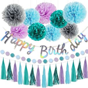 Easttern <span class=keywords><strong>Feliz</strong></span> cumpleaños Set Banner papel de seda Pom círculo puntos guirnalda borla cumpleaños fiesta suministros decoraciones Set 12/S - Product Image 4