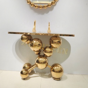 Consolle Xuanzhen Moderna di Lusso con Piano in Pietra Sinterizzata e Struttura Dorata, Tavolo d'Ingresso per Villa, Soggiorno e Corridoio - Product Image 6