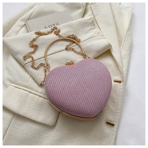 Womens Glitter Sequin Heart Shaped Clutch Bag Chain Strap Mini <strong>Box</strong> Bag Lock Closure Crossbody <strong>Purse</strong> Wholesale - Product Image 4