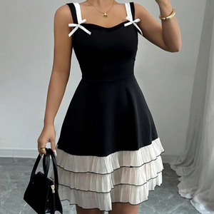 Women's 2026 summer new style European and American suspender <b>dress</b> contrast color multi-layer cake <b>dress</b> - Product Image 1