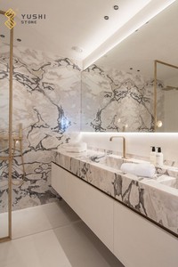 Yushi tự nhiên Backlit phiến đá cẩm thạch tường Bảng điều khiển đánh bóng dover Trắng phiến đá cẩm thạch với tĩnh mạch màu xám - Product Image 6