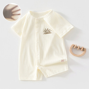 Body de algodón para bebé, manga corta, fino, transpirable, unisex, para recién nacido, ropa de verano con etiqueta y marcas. - Product Image 1