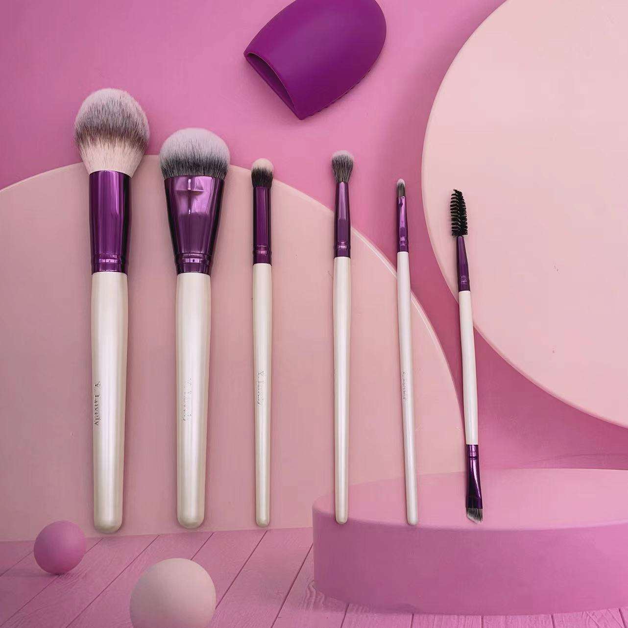 6ชิ้นพร้อมอุปกรณ์ทำความสะอาดแปรงแต่งหน้าซิลิโคน