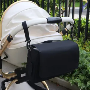 Outdoor Portable Black Hanging Storage Bag Baby Stroller Organizer Bag Mom Diaper Bag