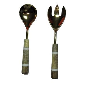 ชุดสลัดมือผักชุบทอง,ชุดช้อนสลัดเซิร์ฟเวอร์อุปกรณ์บนโต๊ะอาหารแบบโบราณออกแบบโฮมเมดชุดเครื่องใช้บนโต๊ะอาหาร - Product Image 1