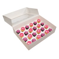 Boîte cadeau personnalisée pour cupcakes de boulangerie en gros avec fenêtre transparente pour arrangements de bouquets floraux, petites boîtes rectangulaires