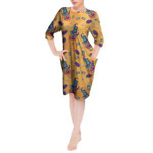 Strega e zucche personalizzate abiti di Halloween girocollo Tshirt abito manica lunga lunghezza al ginocchio per le donne tasca allentata Casual - Product Image 2